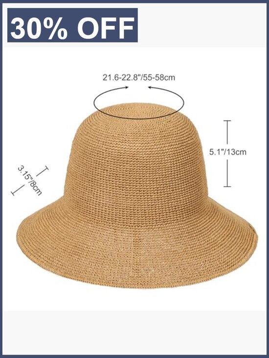 Handmade Foldable Straw Bucket Sun Hat UPF 50+ Adjustable Travel Beach main image 4
